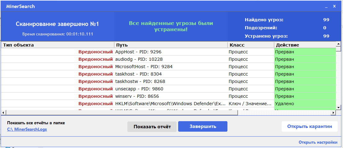 Главная форма с отчётом